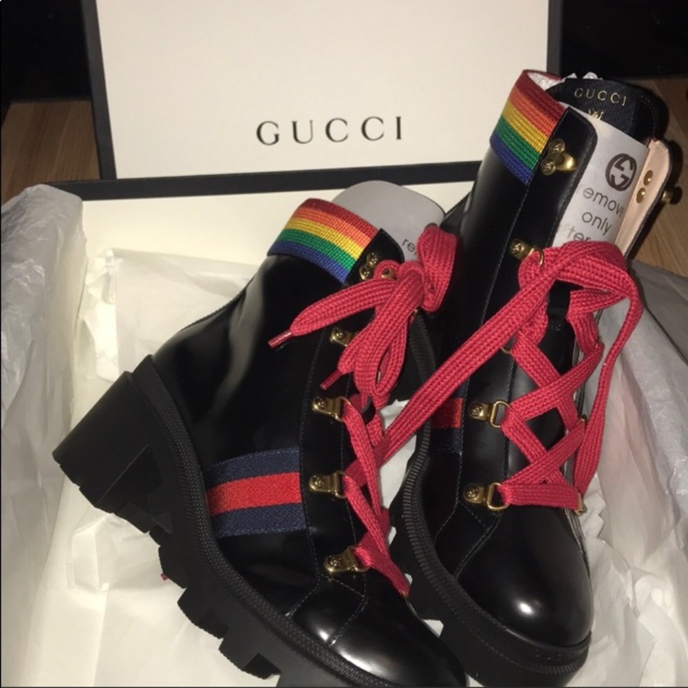 gucci militia leather boots